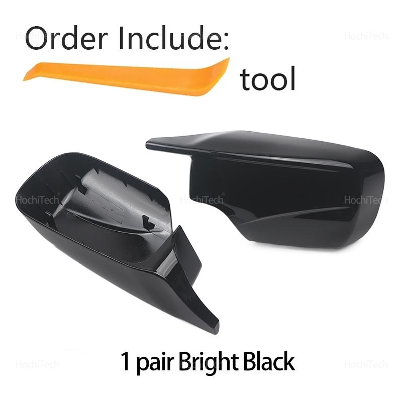 

2PCS Car Side Door Rearview Side Balck Carbon Mirror Cover Caps for BMW 3 Series E46 4 Doors 1998-2005 51168238376 51168238375 Gloss Black