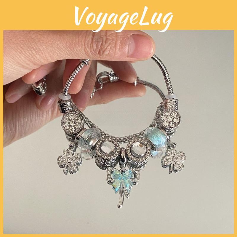 Hand Chain With Flower And Bow Charms In Mixed Material For Gift During Travel Occasion