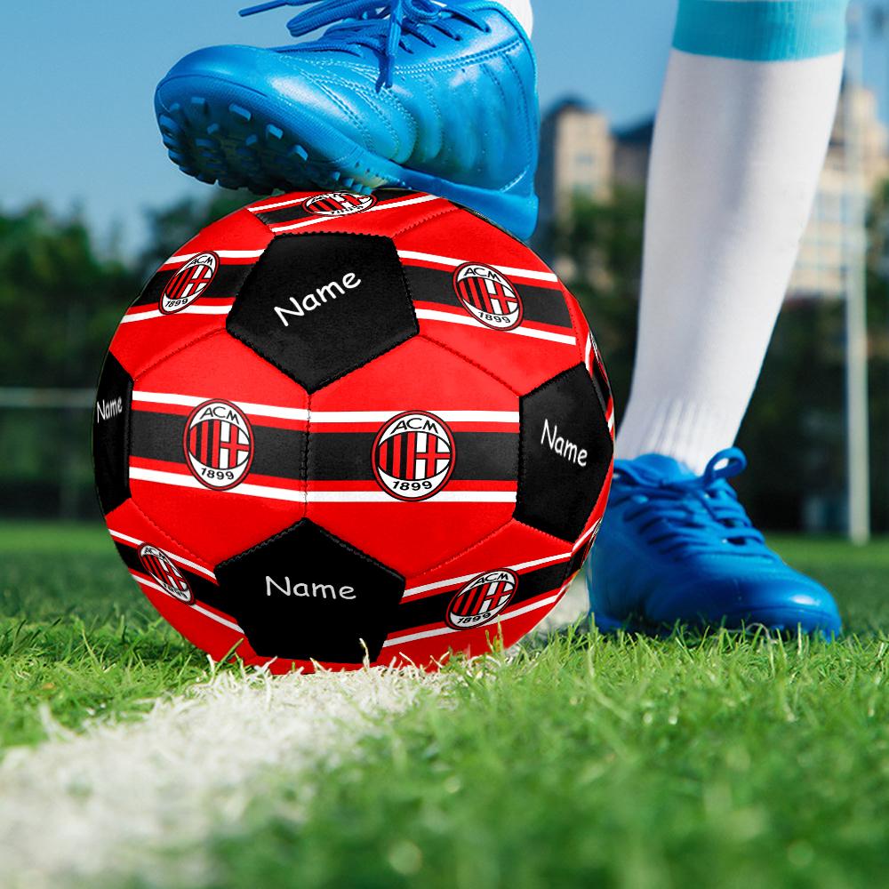 Custom Name AC Milan Theme Size 5 Soccer Ball, Suitable for Both Indoor and Outdoor Matches, a Gift Suitable for Everyone.