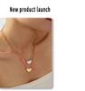 French Retro Geometric White Mother-of-Pearl Pendant Clavicle Chain Earrings In Titanium Steel and 18K Gold for Women