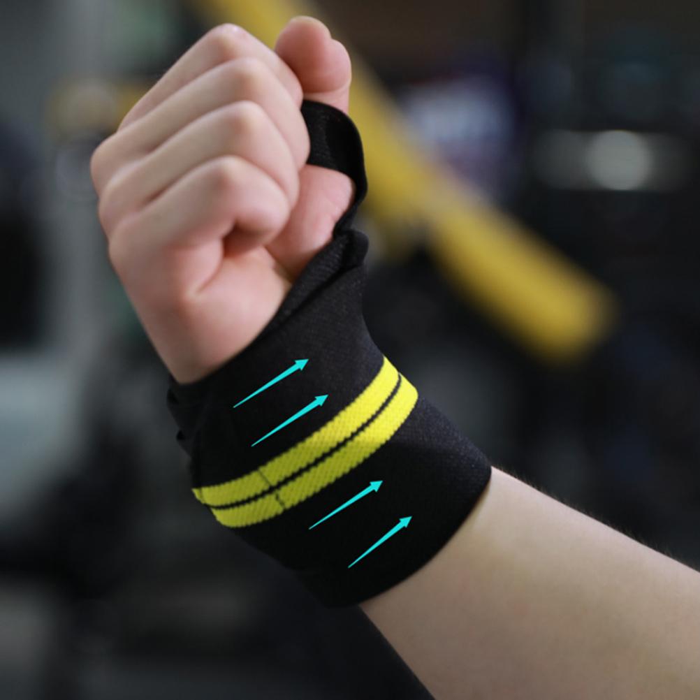 1 Pair Fitness Padded Wrist Thumb Brace Strap Weight Lifting Hand Wrap Support Weightlifting Gym Training Bar Wristband