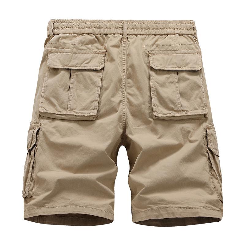 Men's Cargo Shorts Elastic Waist Drawstring Summer Casual Cotton Work Athletic Shorts Lightweight Outdoor Hiking Tactical Shorts