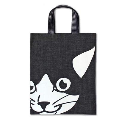 Kurashiki Denim Tote Bag Made In Japan A4 Shiba Inu Cat Panda Hedgehog Simple Eco Bag Denim Fashionable Favolic Women's Men's GT-LINE (Cat, Free)