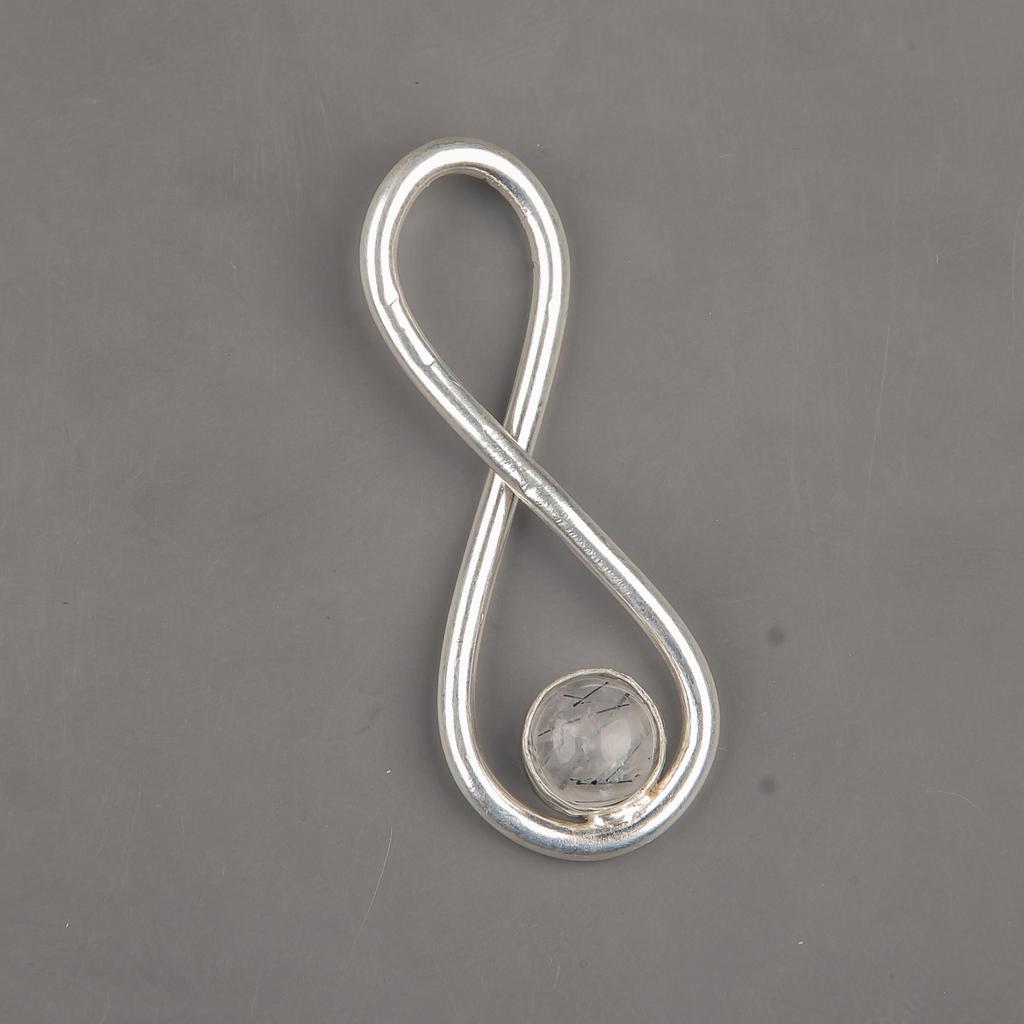 Black Rutile Gemstone Silver Jewelry, 925 Solid Sterling Silver Pendant, Gorgeous Silver Chain Pendant For Anniversary Gift