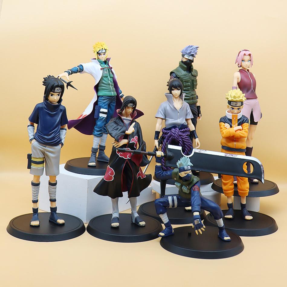 20cm Bandai Naruto Anime Figürü Shippuden Uchiha Sasuke Hatake Kakashi Namikaze Minato Aksiyon Figürü Koleksiyon Model Oyuncaklar Hediyeler
