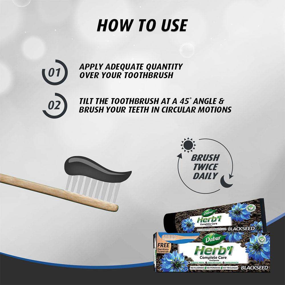 Herbal Blackseed Toothpaste + FREE Toothbrush Dabur HERB'l