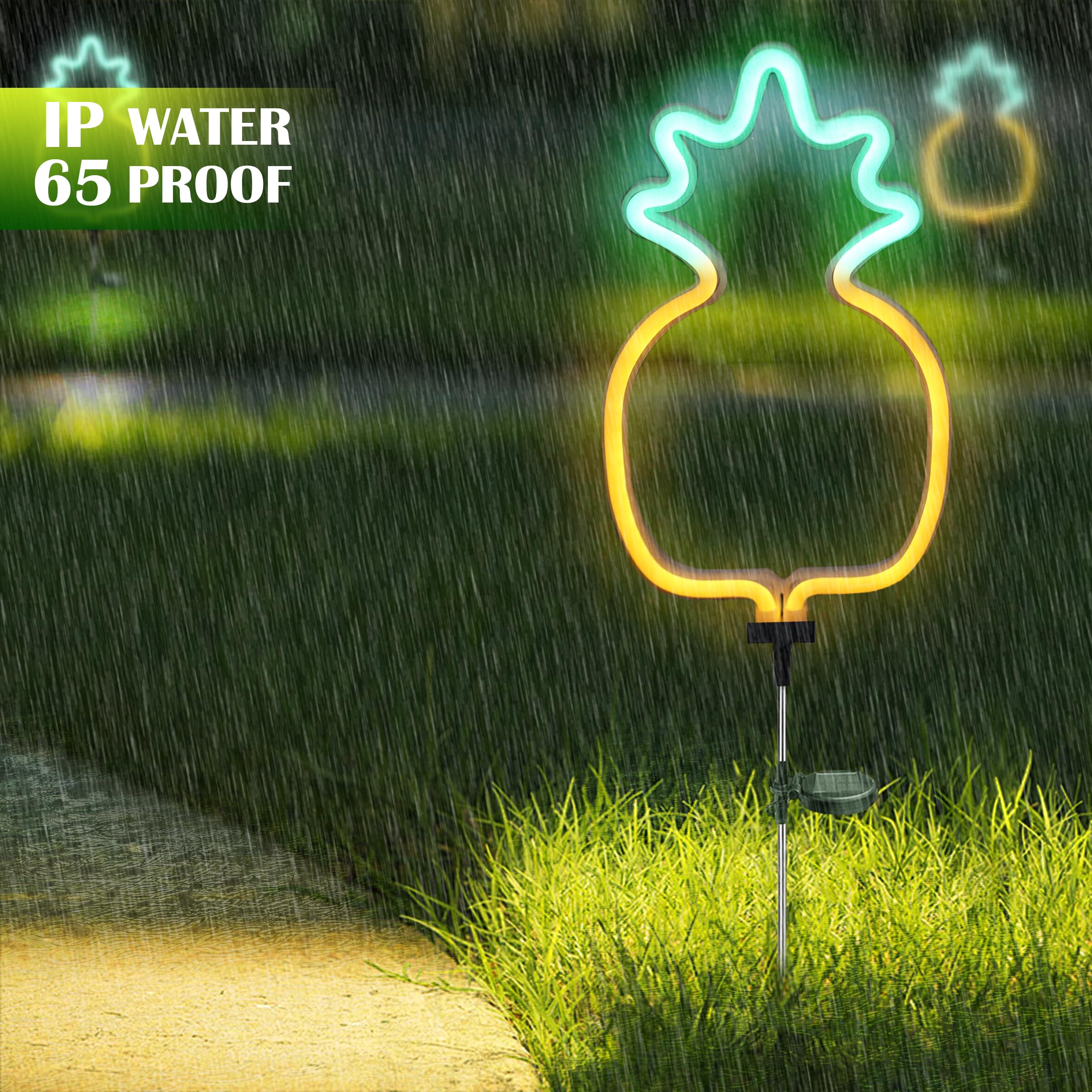 

Solar Garden Light Flamingo Cactus Pineapple Coconut Outdoor Waterproof Solar Neon Lights for Landscape Lawn Yard Patio Pathway 1pcs