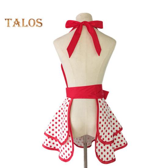 Fartuch Vintage dla Kobiet Kuchenny do Gotowania Pieczenia Grillowania Paski Zakrycie od Klatki Piersiowej do Kolan Regulowany Szyja Paski Fartuch w Kropki Retro Dzień Matki