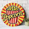 D Flat D Flat Round Metal Sign with Colorful Popcorn Pattern Suitable for Living Room Bedroom Cafe Bar Garage Home Deco