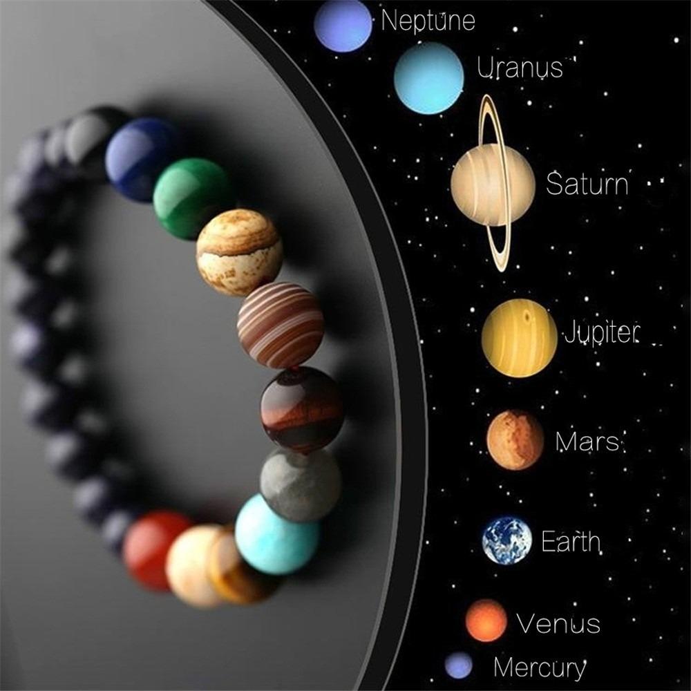Universe Eight Planets Natural Stone Bead Bracelets Men Women Lava 7 Chakra Bracelet Yoga Energy Galaxy Solar Wristband Jewelry