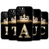 Diamond Crown Letter Capa Phone Case for iPhone 16 15 14 13 12 11 Plus 16 15 14 13 12 11 Pro Max 13 12 Mini XS Max 7 8 16e Cover