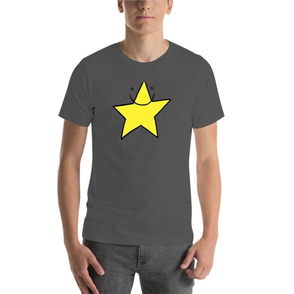 Lucky yellow funny star smiling with eyes open Tshirt summer clothes korean fashion vintage clothes Mens t shirts