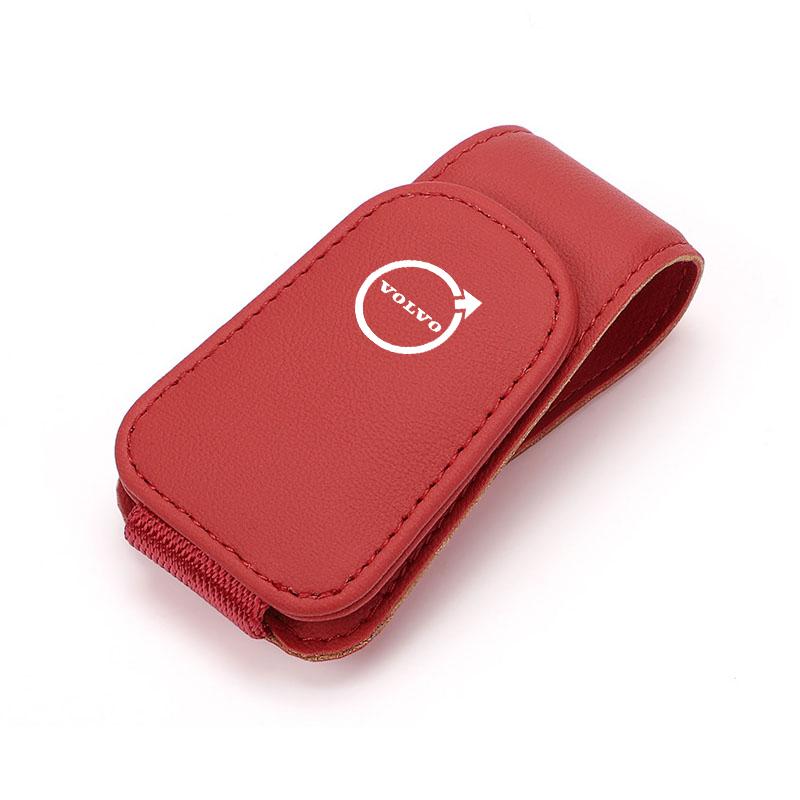 1 Stuks Zonnebrilhouder Auto Zonnekleppen Magnetische Lederen Brilclip Voor Volvo XC90 V90 V60 XC60 V40 EC40 EX40 S80 S60 S90 C40 XC4