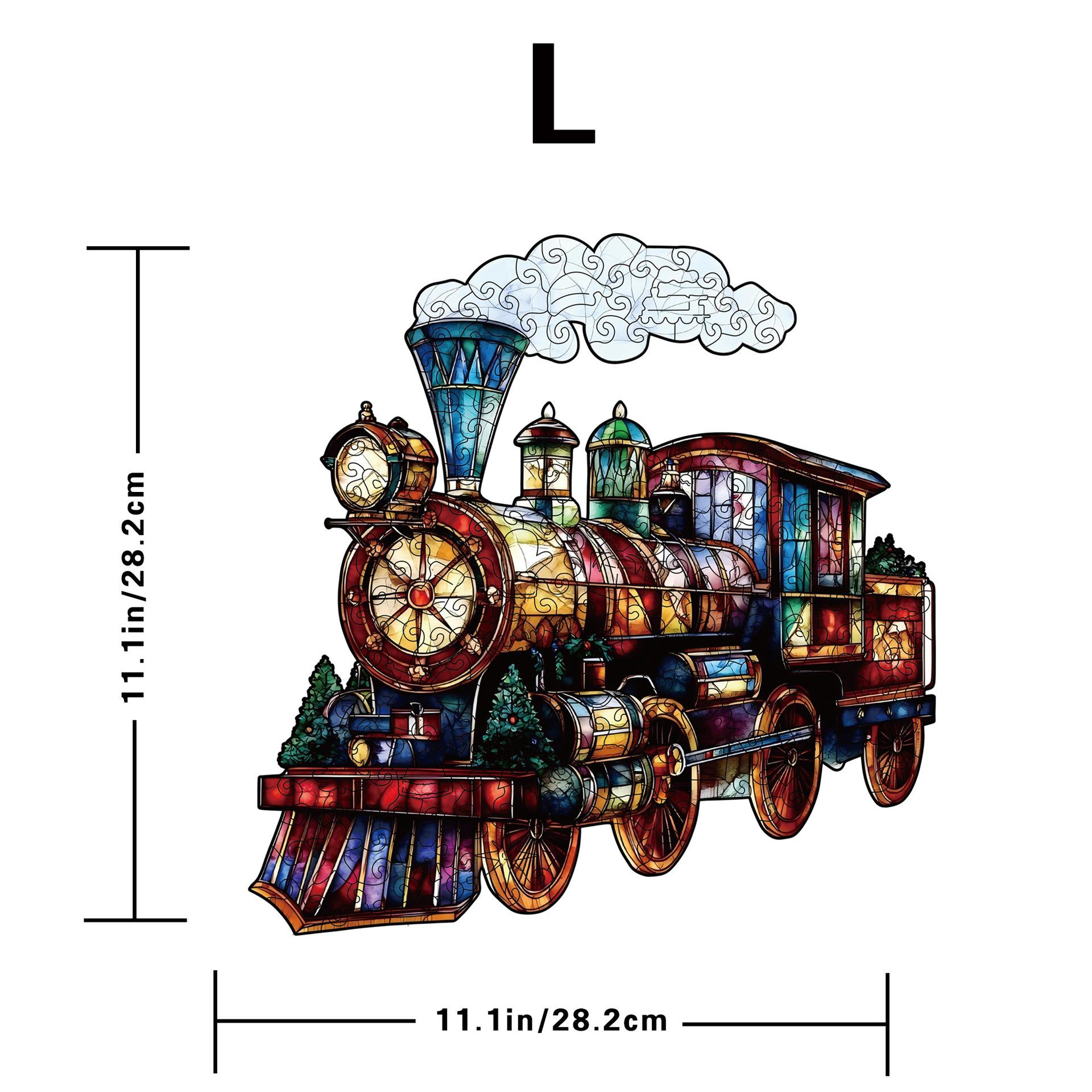 Christmas Train Puzzle Wooden Special-Shaped Splicing Toy Piggy Bank Decompression Puzzle