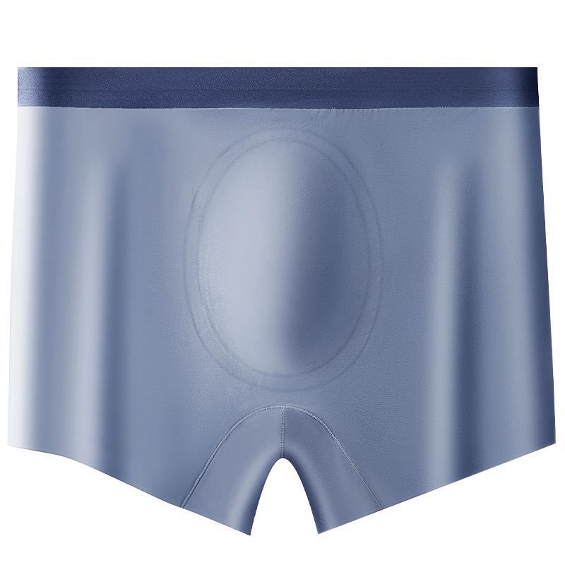 Large Size Men's Spring and Summer Thin Ice Silk Antibacterial No Trace Flat Angle Underwear