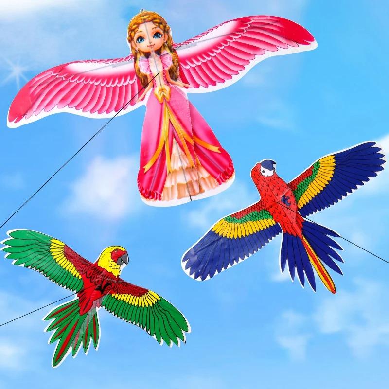 Mini Fishing Rod Kite For Kids Vivid Butterfly Swallow Parrot Easy To Fly Family In Spring Outdoor Fun Sports Toys Kites
