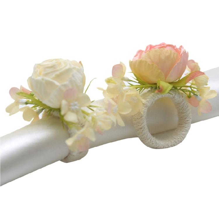 Pack of 6 Realistic Flower Napkin Rings Table Decorations for Wedding Banquets