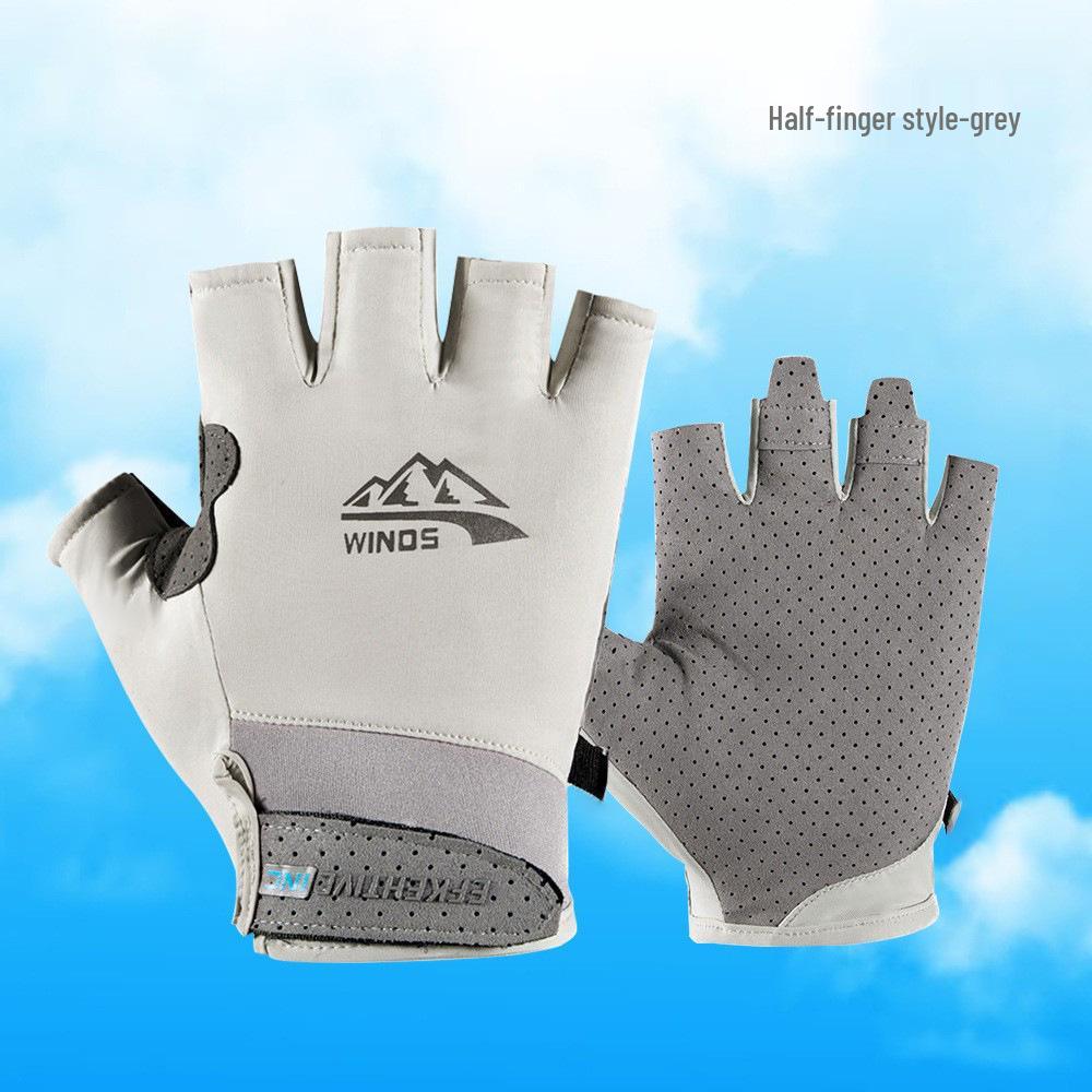 Unisex Sun Protection Ice Silk Gloves - Non-Slip, Breathable, Touchscreen-Friendly for Driving, Cycling, Fishing.