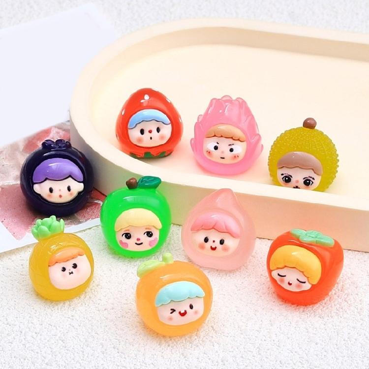 Set of 9 Fruit Girl Resin Charm Set Phone Charm Attachments Unique Glowing Jewelry Pendant Suitable for Decorating Use