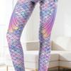 Højtaljede Yoga Bukser 3D Havfrue Mønster Leggings Realistisk Fiskeskæl Mønster Åndbare Dans Leggings