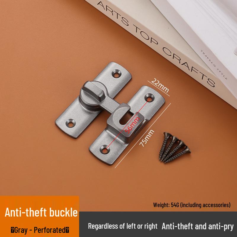 Aluminum Alloy 90°/180° No-Drill Anti-Theft Door Latch for Bathroom.