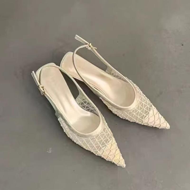 Fashion Brand Pointed Toe Pumps Women Sandals Mesh Breathable Mlues Dress Shoe Female Shallow Elegant Designer High Heels Ladies