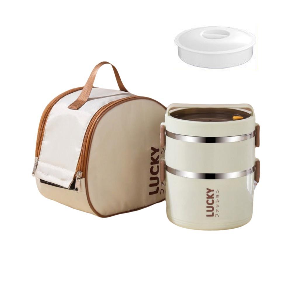 

Large Capacity Insulated Lunch Box Stainless Steel Instant Noodle Bowl Camping 2 Layers