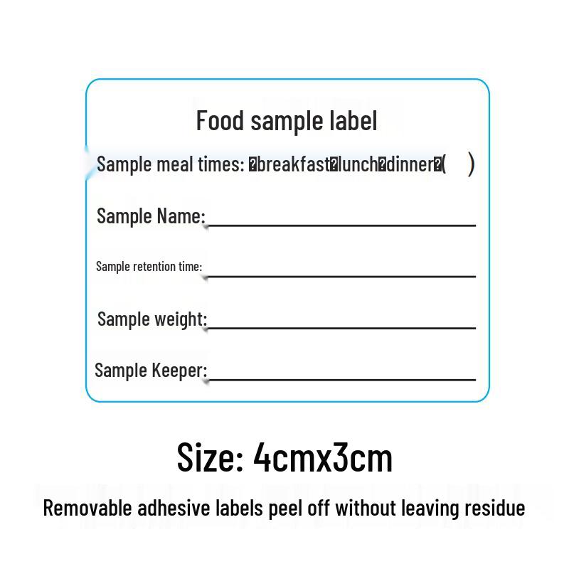 Self-Adhesive Food Sample Retention Label for School Canteens
