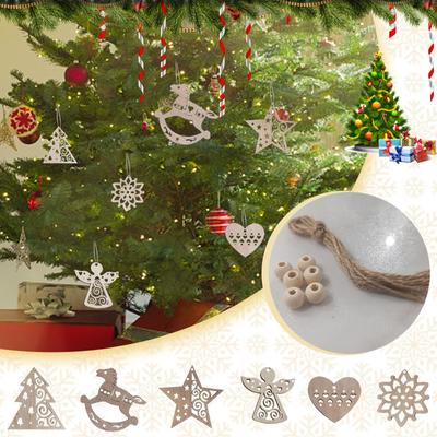 6 τμχ Χριστουγεννιάτικες νιφάδες χιονιού Ξύλινα μενταγιόν Χριστουγεννιάτικα στολίδια Δέντρο για κρεμαστό σπίτι