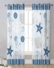 Ocean Striped Starfish Shell Jellyfish Coral Conch Blue Sheer Curtains Living Room Window Curtains Kitchen Tulle Voile Curtains