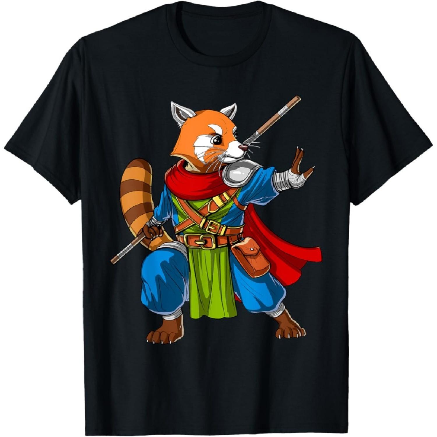 Красная Панда Медведь Ниндзя Самурай Воин Смешной Кунг-фу Мальчики Дети Футболка S