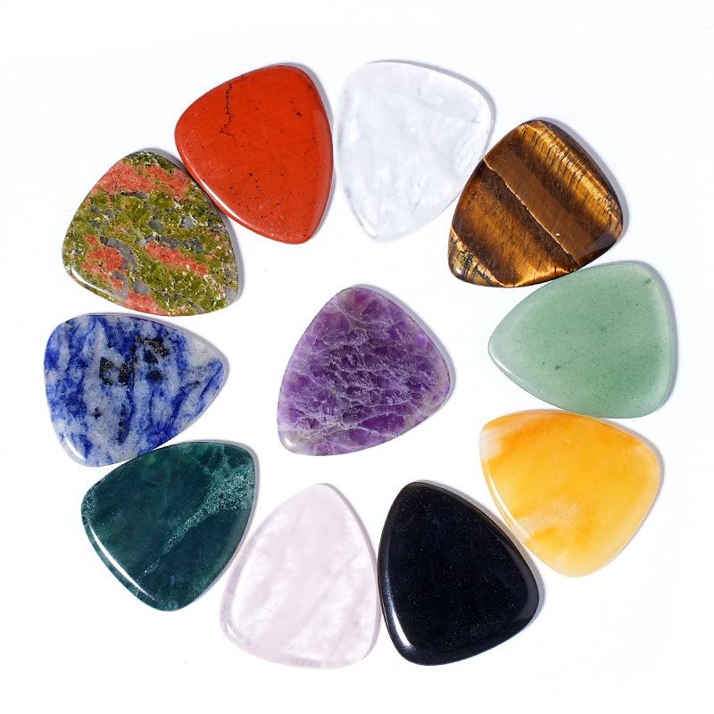 Natural Crystal Guitar Pick for Electric Guitar Bass Strumming Jade Agate Style Gift