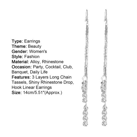 Earrings Tarnish-resistant Elegant Alloy Women Elegant Cocktail Rhinestone Earrings for Party