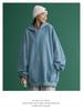 Plus Size Solid Color Korean Style Hooded Sweatshirt - Loose Mid-Length Pocket Jacket for Autumn/Winter