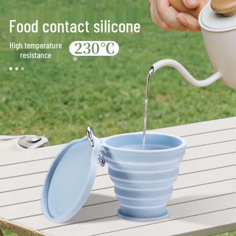 Portable Folding Silicone Camping Cup - Retractable, Food-Grade, High-Temperature Resistant