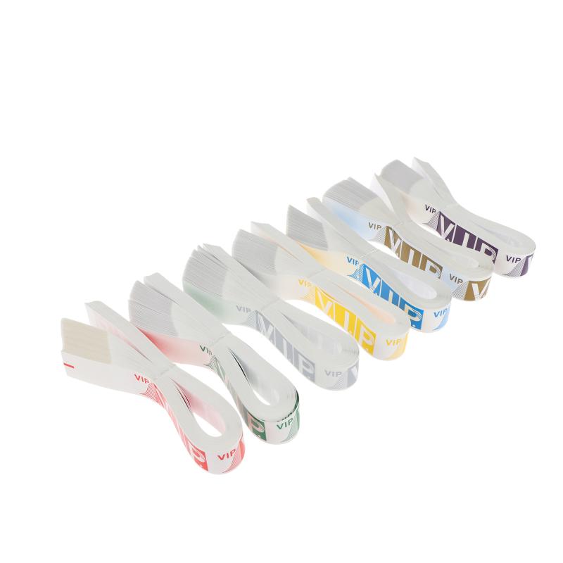 100Pcs Party Paper Bracelet Synthetic Paper Plastic Wristbands Sticky Wristband Painting Pattern Logo Paper Party Wristbands