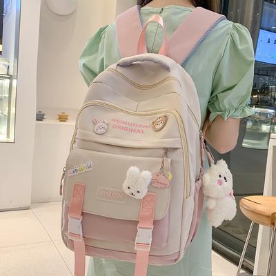 Children's Primary School Students Color Blocking School Backpack Female Middle School Students Junior High School Students Backpack