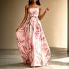 European and American Foreign Trade Cross-border 2026 Summer New Tube Top Printing Long Dress Holiday Style Waist Thin Pendulum Dress Women