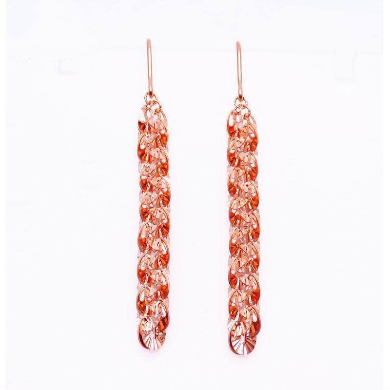 Exquisite Purple Gold Phoenix Tail Shiny Earrings Fashionable High-End Temperament Simple Style Exquisite Colored Gold Plated Rose Gold Earrings
