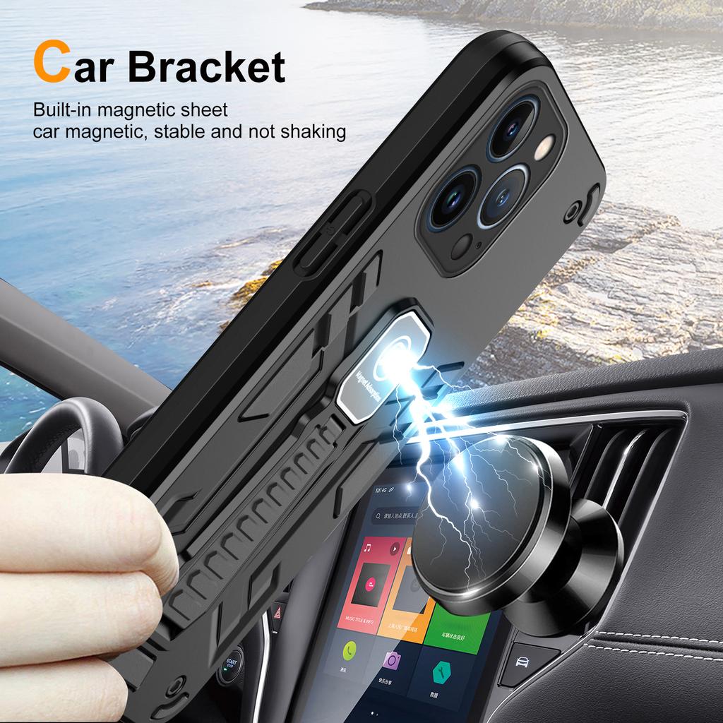 For iPhone 13 Pro Kickstand Case Shockproof Mobile Phone Back Cover