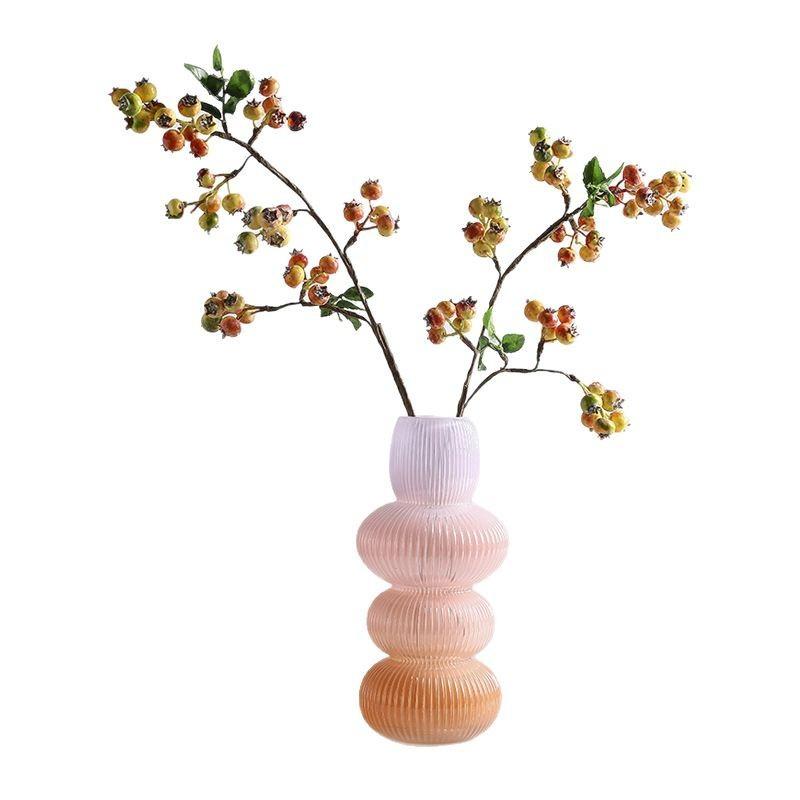 Glass Vase Pebble Geometric Striped Gradient Colored Flowerpot Flower Vase Terrarium Home Decoration Accessories
