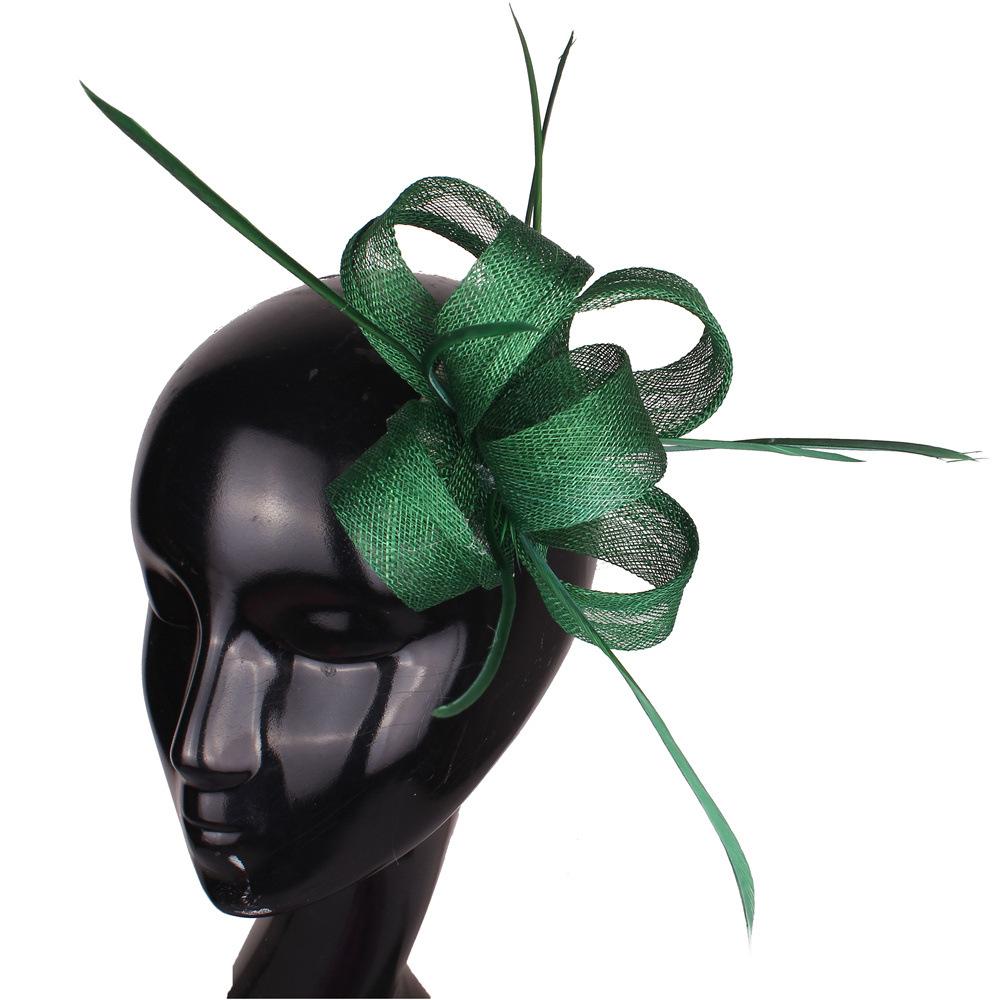 

European And American Boutique Fashion Creative Simulation Leaf Headgear Imitation Hemp Yarn Feather Simple Celebrity Party Hair Accessories зелений