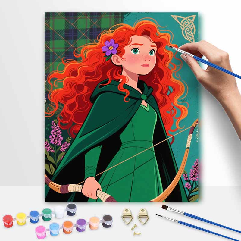 Disney Merida Brave Oil Painting by Numbers Art Kit. Handmade Diy Painting Home Decoration Gifts