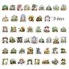50 Watercolor Garden Cottage Stickers for Luggage and Notebooks - DIY Decorative Graffiti