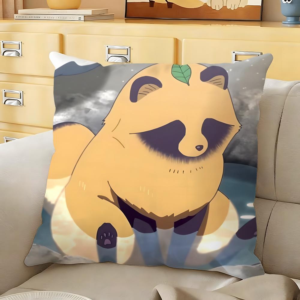 Cute with you and the rain tanuki Cushion Cover Soft Durable Reversible Pillow Cover Home MultiScene Daily Comfort Pillowcase