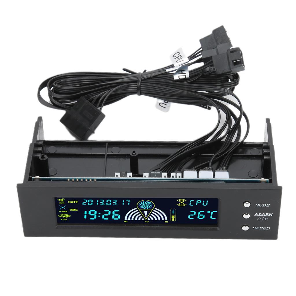 Computer 3‑Fan Speed Controller CPU HDD SYS Temperature Control LCD Front Panel 5.25in STW‑5023