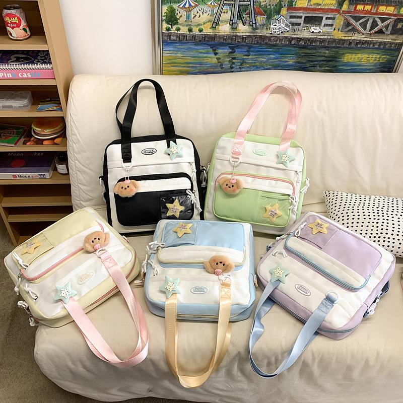 Damska Torba na Ramię Color Block Styl College Studencka Torba Crossbody Torba na Książki do Klasy