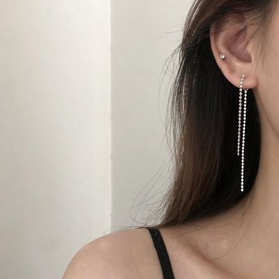 Asymmetrical Chain Earrings Femininity Simple New Internet Celebrity Temperament Fashion Versatile Long Fringed Ear Chain Hair