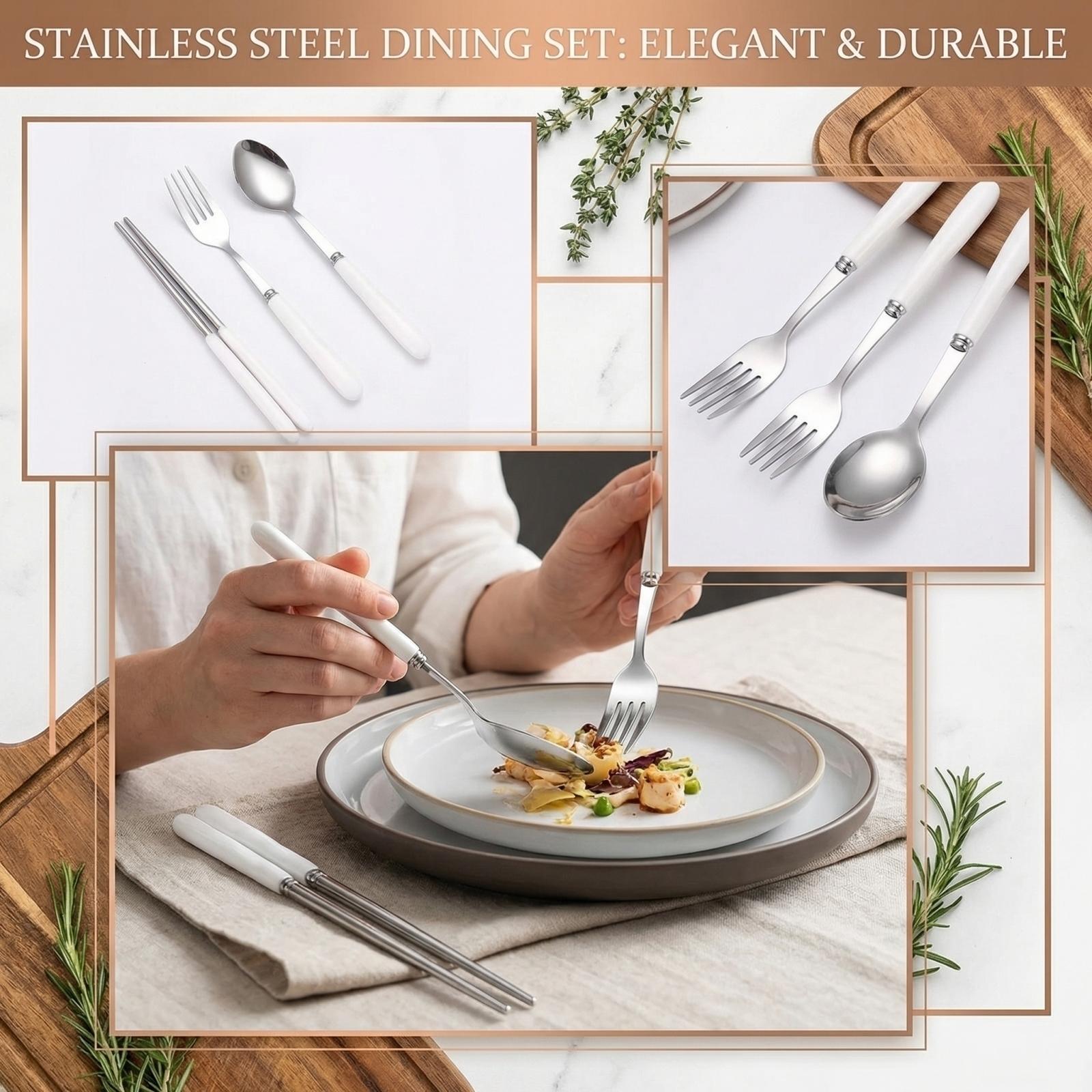 Stainless Steel Spoon Chopsticks Fork Three Piece Set One Size