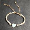 4mm Amazon stone woven bracelet, peach heart shape, stone accessories, adjustable bracelet